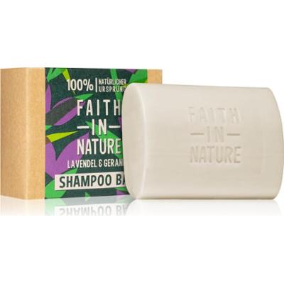 Faith In Nature Lavender & Geranium organiczny szampon w kostce z lawendą 85 g