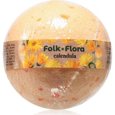 Folk & Flora Calendula musująca kula do kąpieli z nagietkiem lekarskim 130 g