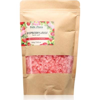 Folk & Flora Raspberry & Rose sól do kąpieli 500 g