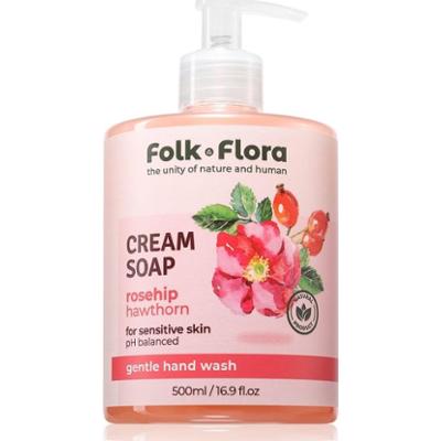 Folk & Flora Rosehip & Hawthorn kremowe mydło w płynie do skóry wrażliwej 500 ml