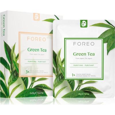 FOREO Farm to Face Sheet Mask Green Tea maseczka w płachcie o działaniu łagodzącym do skóry mieszanej 3x20 g
