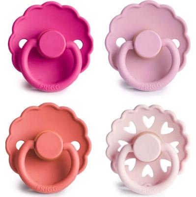 FRIGG Round Latex Rosy Romance smoczek Size 1 4 szt.