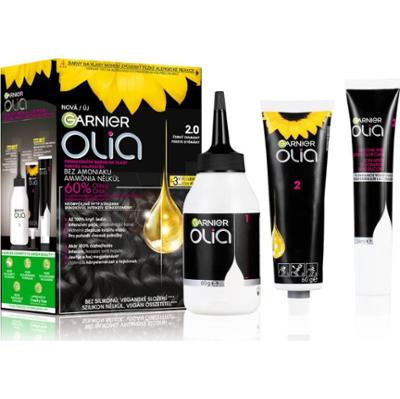 Garnier Olia Big Kit trwała farba do włosów odcień 2.0 Black Diamond