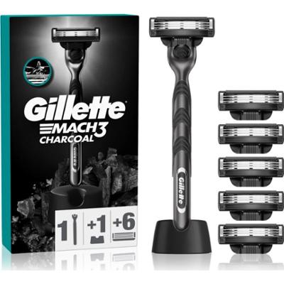 Gillette Mach3 Charcoal maszynka do golenia z podstawką + ostrza zapasowe 6 szt.