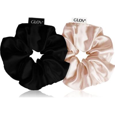 GLOV Satin Scrunchies M gumki do włosów Sparkling Wine/Black 2 szt.