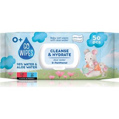 GoWipes Cleanse & Hydrate delikatne nawilżane chusteczki dla dzieci do skóry wrażliwej aloe vera 0+ 50 szt.