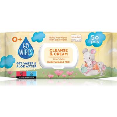 GoWipes Cleanse & Cream Sweet Almond Milk delikatne nawilżane chusteczki dla dzieci do skóry wrażliwej aloe vera 0+ 50 szt.