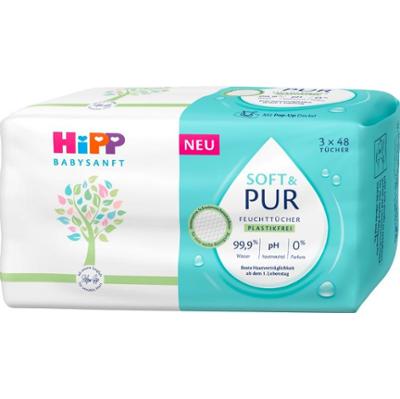Hipp Soft & Pur nawilżane chusteczki oczyszczające dla dzieci od urodzenia 3x48 szt.