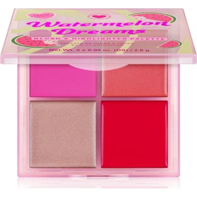 I Heart Revolution Watermelon Dreams Blush & Highlighter Quad paleta rozświetlaczy i róży do policzków 4x2.8 g
