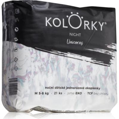 Kolorky Night Unicorn jednorazowe pieluszki EKO dla kompletnej ochrony w nocy rozmiar M 5-8 Kg 21 szt.