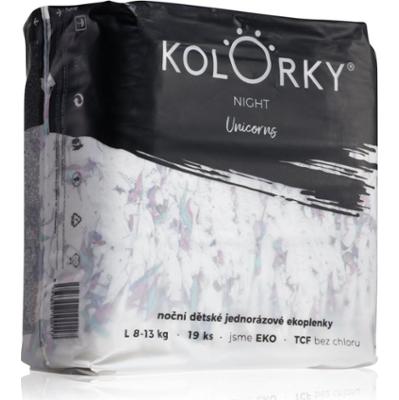 Kolorky Night Unicorn jednorazowe pieluszki EKO dla kompletnej ochrony w nocy rozmiar L rozmiar L 8-13 Kg 19 szt.