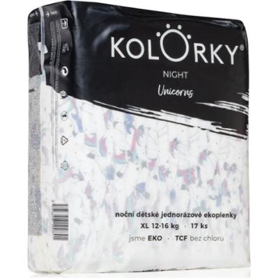 Kolorky Night Unicorn jednorazowe pieluszki EKO dla kompletnej ochrony w nocy rozmiar XL 12-16 Kg 17 szt.