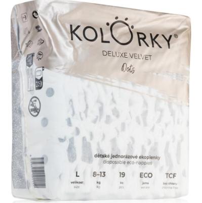 Kolorky Deluxe Velvet Dots jednorazowe pieluszki EKO rozmiar L rozmiar L 8-13 kg 19 szt.