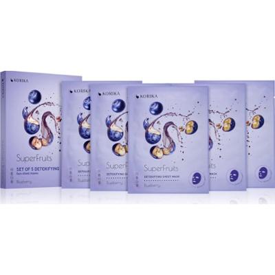 KORIKA SuperFruits Blueberry - Set of 5 Detoxifying Face Sheet Masks zestaw maseczek do twarzy w obniżonej cenie z efektem detoksykującym Blueberry