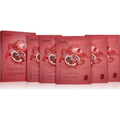 KORIKA SuperFruits Pomegranate - Set of 5 Hydrating Face Sheet Masks zestaw maseczek do twarzy w obniżonej cenie o działaniu nawilżającym Pomegranate