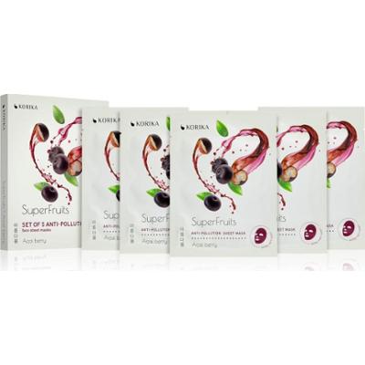 KORIKA SuperFruits Acai Berry - Set of 5 Anti-pollution Face Sheet Masks zestaw maseczek do twarzy w obniżonej cenie Acai berry