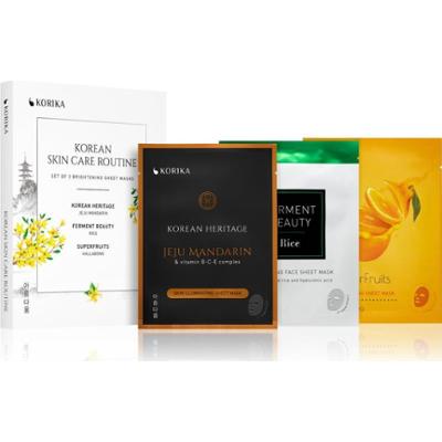 KORIKA KOREAN SKIN CARE ROUTINE SET OF 3 BRIGHTENING SHEET MASKS zestaw z efektem rozświetlającym