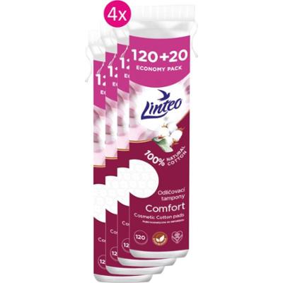 Linteo Natural Cotton Pads waciki kosmetyczne 120 + 20ks x 4