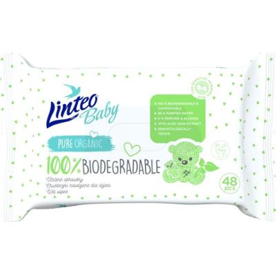 Linteo Baby 100% Biodegradable delikatne nawilżane chusteczki dla dzieci 48 szt.