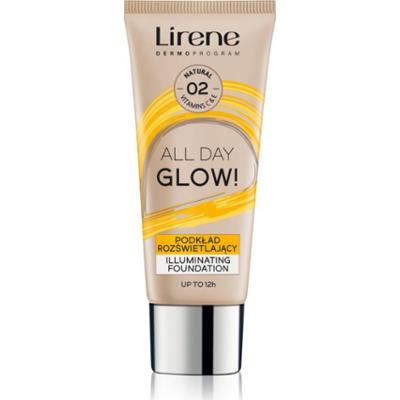 Lirene ALL DAY GLOW! rozświetlający podkład we fluidzie dla długotrwałego efektu odcień 02 Natural 30 ml