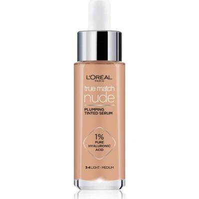 L’Oréal Paris True Match Nude Plumping Tinted Serum serum do ujednolicenia kolorytu skóry odcień 3-4 Light Medium 30 ml