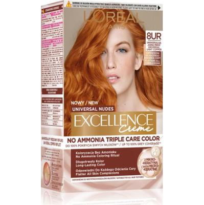 L’Oréal Paris Excellence Universal Nudes trwała farba do włosów odcień 8UR Universal Light Copper 1 szt.