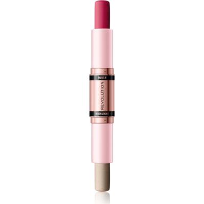 Revolution Blush & Highlight kremowy róż do policzków i rozświetlacz w sztyfcie odcień Mauve Glow 2x4.3 g