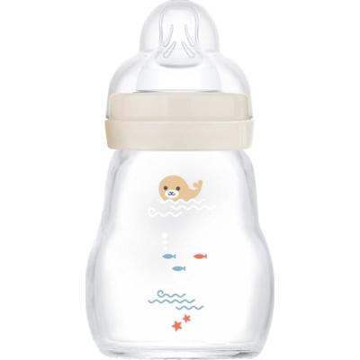 MAM Feel Good Glass Baby Bottle szklana butelka antykolkowa 0m+ Beige 170 ml
