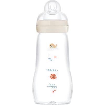MAM Feel Good Glass Baby Bottle szklana butelka antykolkowa 2m+ Beige 260 ml