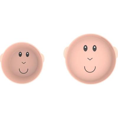 Matchstick Monkey Monkey Plate & Bowl komplet naczyń dla dzieci Dusty Pink 1 szt.