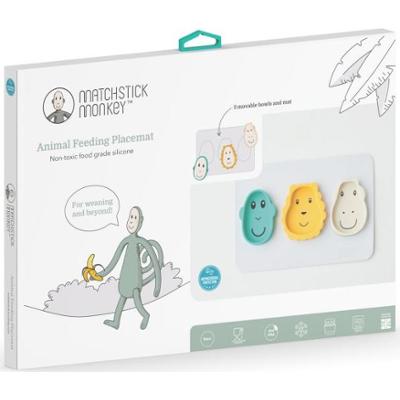 Matchstick Monkey Animal Snack Mat komplet naczyń dla dzieci Monkey, Lion & Giraffe 3 szt.