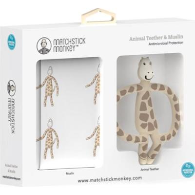 Matchstick Monkey Animal Teether & Muslin Giraffe zestaw upominkowy dla dzieci