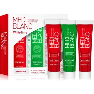 MEDIBLANC Dental Care White Time Set zestaw do pielęgnacji zębów dla efektu śnieżnobiałych zębów 3x100 ml