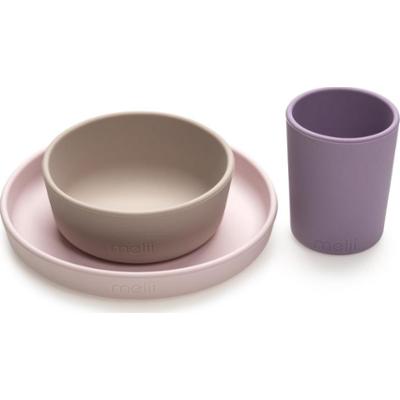 Melii Feeding Set zestaw naczyń Pink, Purple, Grey 3 szt.