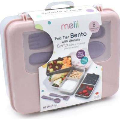 Melii Bento Box pudełko śniadaniowe Pink, Purple, Gray 1446 ml