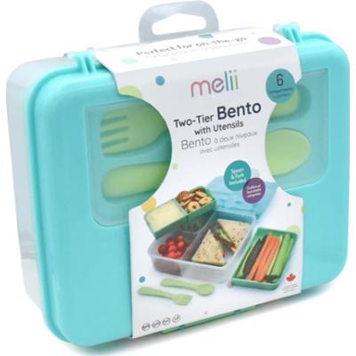 Melii Bento Box pudełko śniadaniowe Blue, Mint, Lime 1446 ml