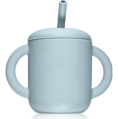 Mushie Training Cup with Straw kubek ze słomką Powder-blue 175 ml