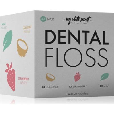 My White Secret Dental Floss nić dentystyczna Coconut, Mint, Strawberry 3 szt.