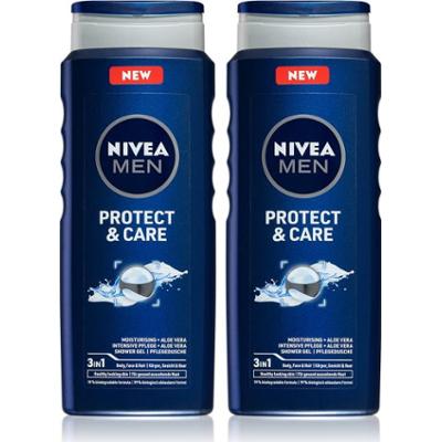 NIVEA MEN Protect & Care żel pod prysznic do twarzy, ciała i włosów wygodne opakowanie 2 x 500 ml
