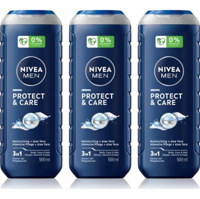 NIVEA MEN Protect & Care żel pod prysznic dla mężczyzn wygodne opakowanie 3 x 500 ml