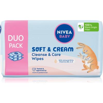 NIVEA BABY Soft & Cream delikatne nawilżane chusteczki dla dzieci 2x57 szt.