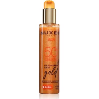 Nuxe Sun Sun Oil Gold SPF 50 olejek do opalania twarzy i ciała z efektem rozświetlającym 150 ml
