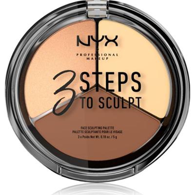 NYX Professional Makeup 3 Steps To Sculpt paletka do konturowania twarzy odcień 02 Light 15 g
