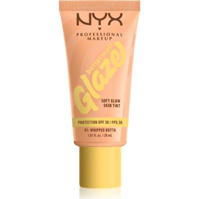 NYX Professional Makeup Buttermelt Glaze fluid rozświetlająco-tonujący SPF 30 odcień 01 Whipped Butta 30 ml