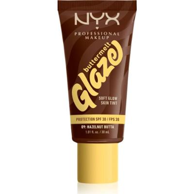 NYX Professional Makeup Buttermelt Glaze fluid rozświetlająco-tonujący SPF 30 odcień 09 Hazelnut Butta ml