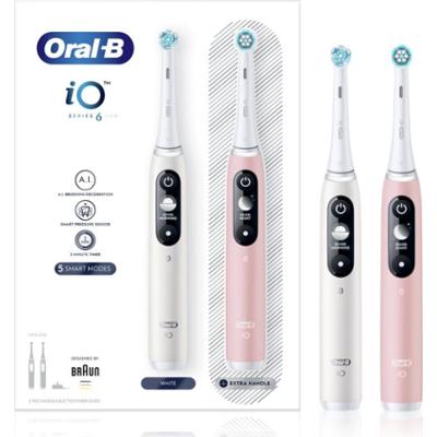 Oral-B iO6 elektryczna szczoteczka do zębów DUO White & Pink Sand 2 szt.