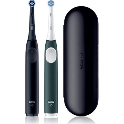 Oral-B iO2 Clean & Gentle elektryczna szczoteczka do zębów z futerałem podwójne opakowanie Matt Black & Forest Green