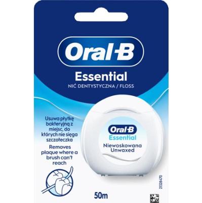 Oral-B Essential Floss Unwaxed niewoskowana nić dentystyczna 50 m