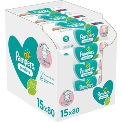 Pampers Sensitive nawilżane chusteczki oczyszczające dla dzieci do skóry wrażliwej 15x80 szt.