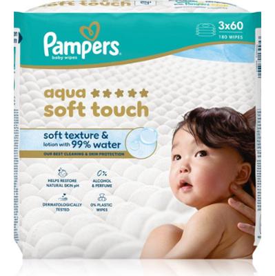 Pampers Aqua Soft Touch nawilżane chusteczki oczyszczające dla dzieci 3x60 szt.